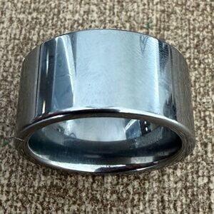 Men's Tungsten Carbide Ring, 12MM, Silver, Size 10